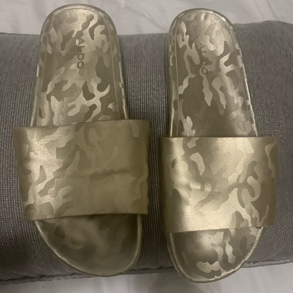 Camo Print and Gold Slides